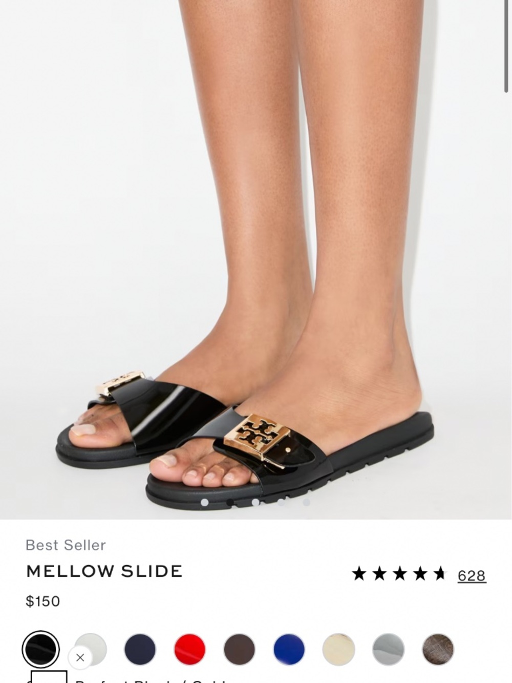 Tory Burch Mellow Slide – Black/Gold – Size 8